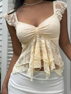 Heart Neck Lace T-Shirt by Maisonvirelle