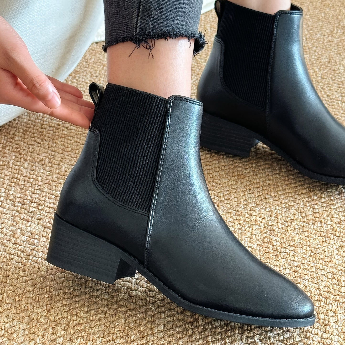Chelsea Boots for Women Low Heel Slip On Ankle Boots for Work Travel Everyday