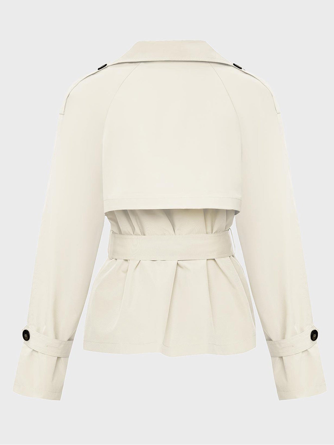 Trench Coat for Women Notch Lapel Double Breasted Belted Coat for Office Travel