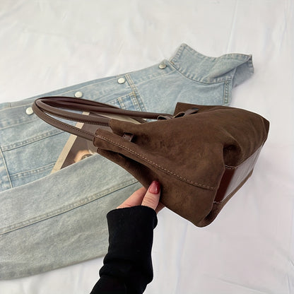 Shoulder Bag for Women Faux Suede Large Handbag for Work Daywear Autumn Winter