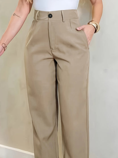 [Elegant Trousers] Women's Elegant Solid Color Trousers, Suit Pants with Pockets, Anti-Pilling, Machine Washable, Perfect for Office And Outings, In-Stock