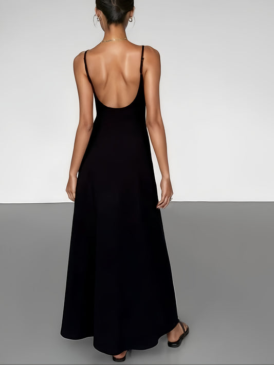 Elegant Black Dress for Women Spaghetti Strap Backless for Party Evening Events