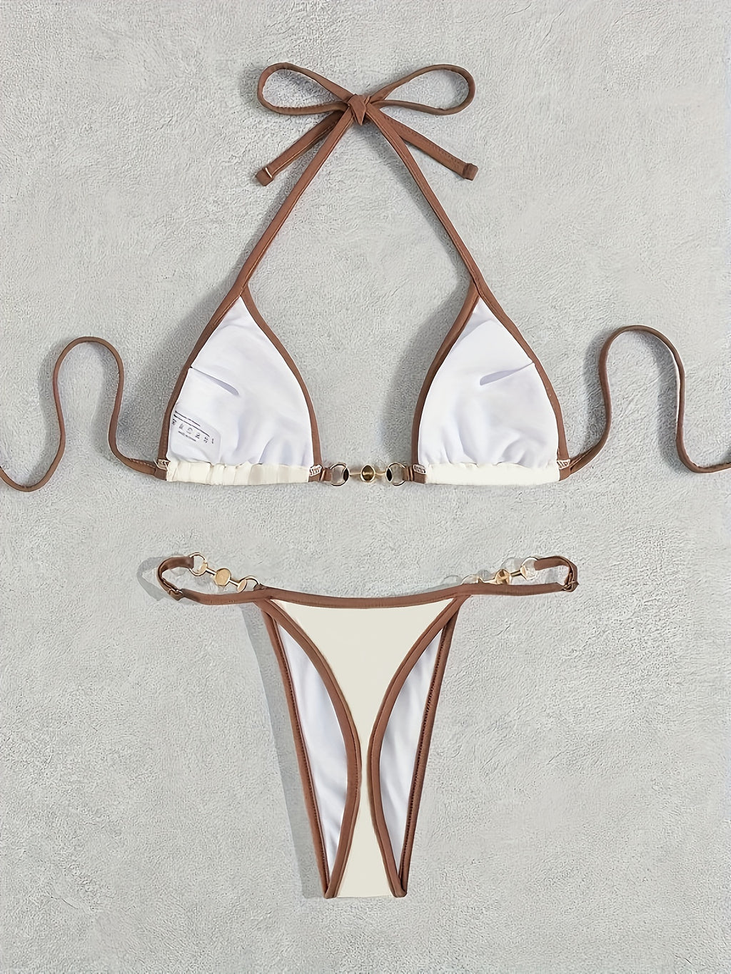 Bikini Sexy Three-Point Metal Additions Split Swimsuit