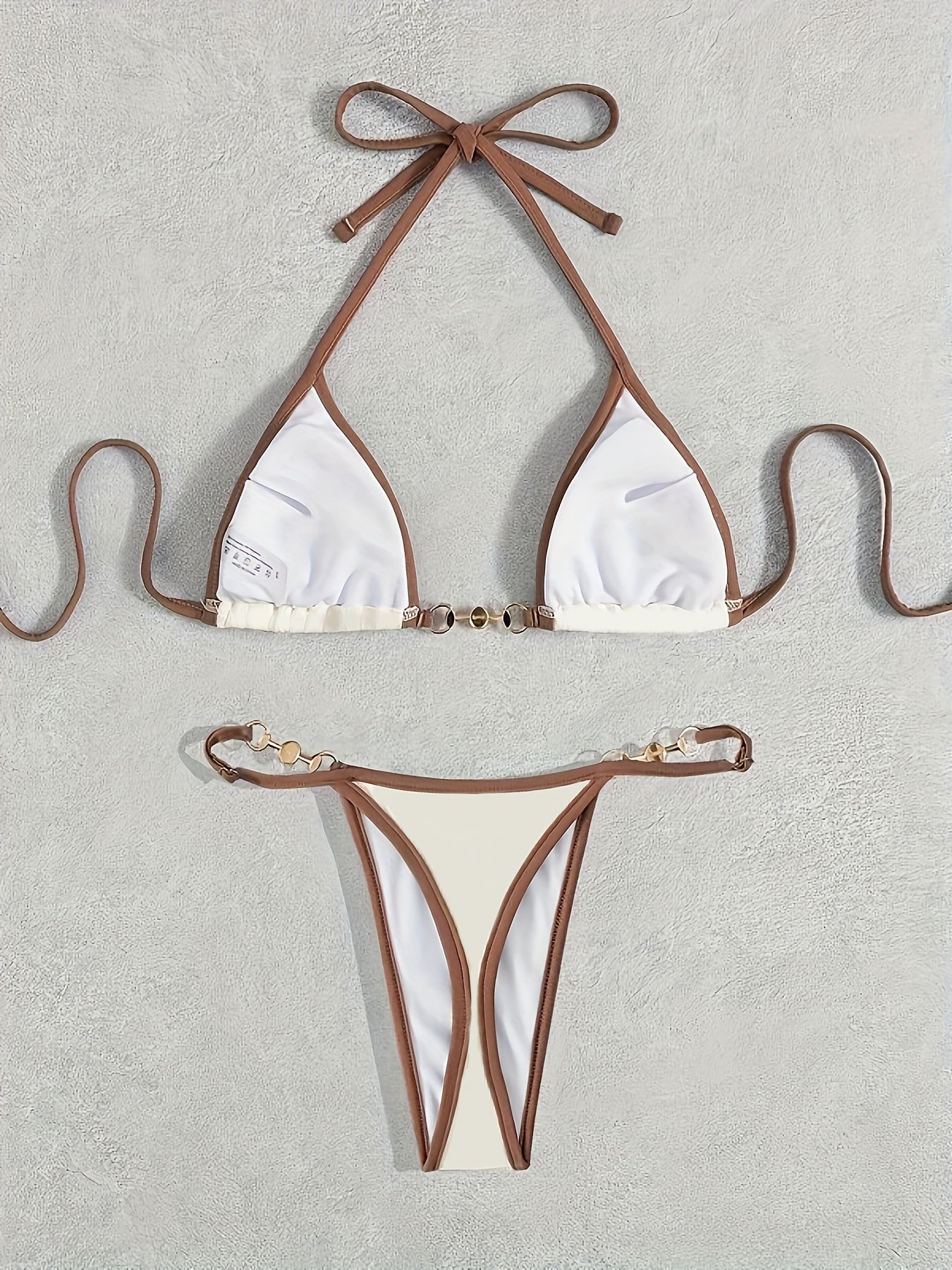 Bikini Sexy Three-Point Metal Additions Split Swimsuit