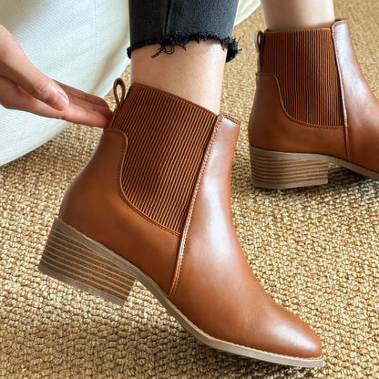 Chelsea Boots for Women Low Heel Slip On Ankle Boots for Work Travel Everyday