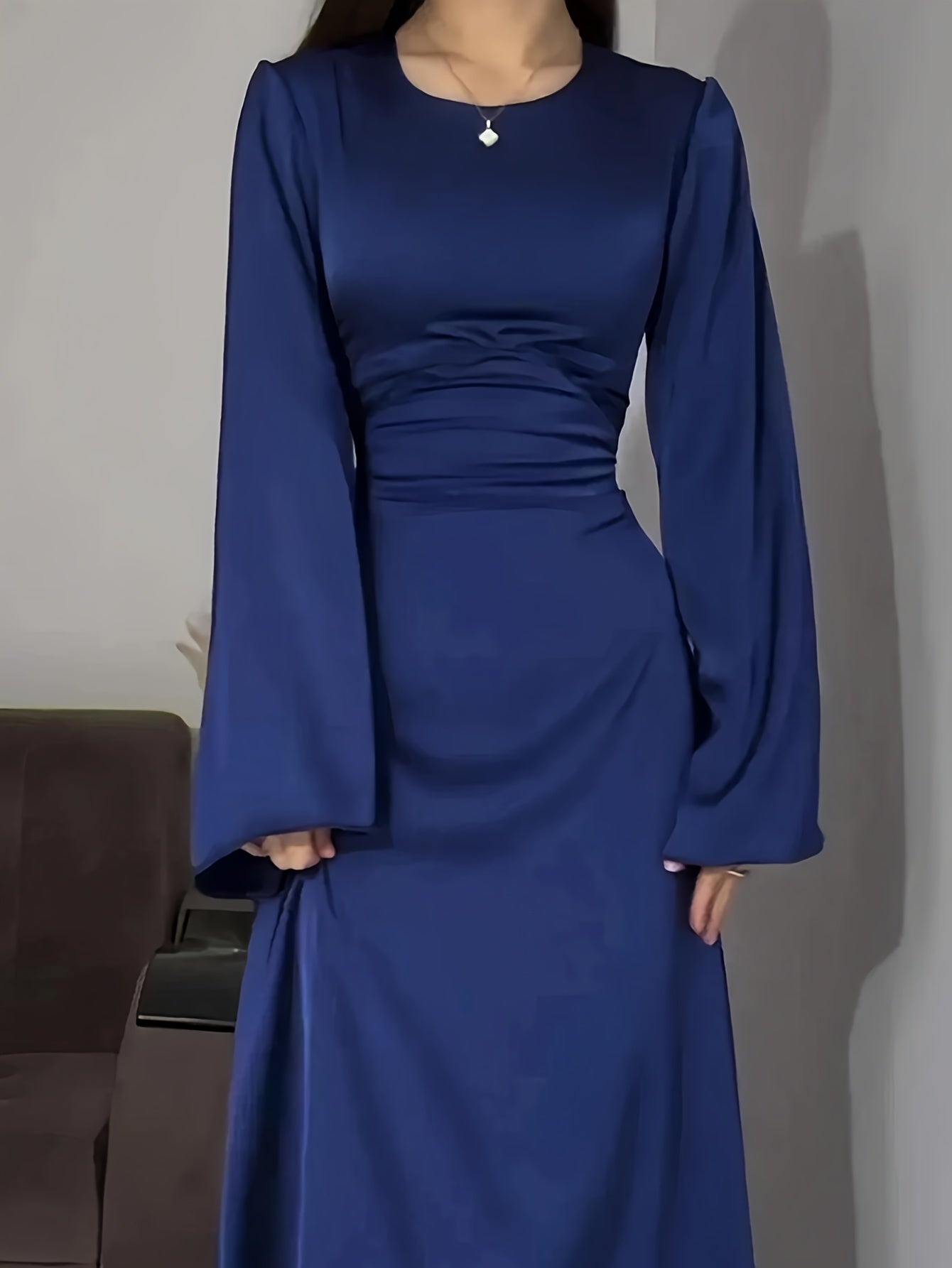 Women'S Elegant Temperament Long Back-Tie Long Sleeve Dress