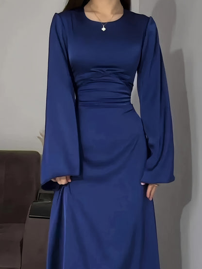 Women'S Elegant Temperament Long Back-Tie Long Sleeve Dress