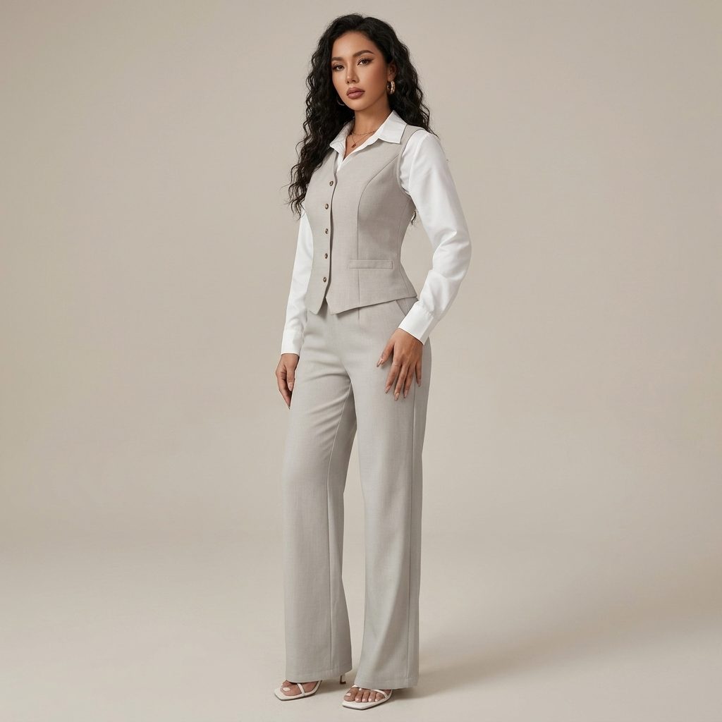 Wide Leg Trouser Set for Women Tailored Co Ord for Office Work Dinner