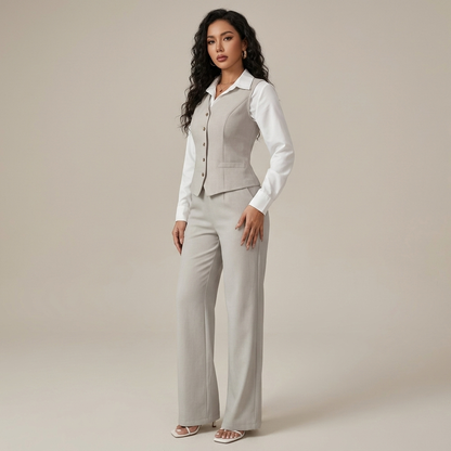 Wide Leg Trouser Set for Women Tailored Co Ord for Office Work Dinner