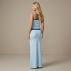 2pcs Women's Color Block Crop Top and High-Waisted Skirt Set