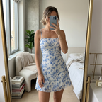 Floral Mesh-Back Dress