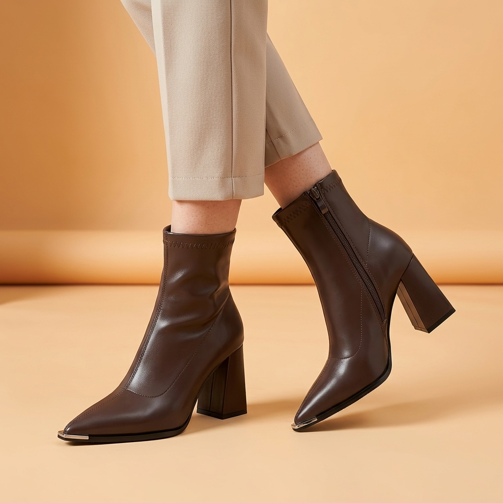 Ankle Boots for Women Block Heel Side Zip Boots for Work Everyday Autumn Winter