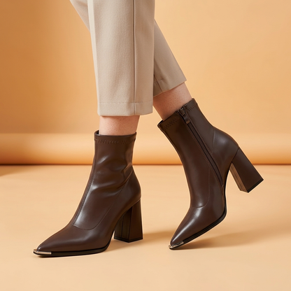 Ankle Boots for Women Block Heel Side Zip Boots for Work Everyday Autumn Winter