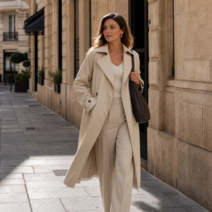 Trench Coat for Women Knee Length Belted Coat for Office Travel Autumn