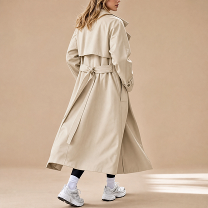 Trench Coat for Women Knee Length Belted Coat for Office Travel Autumn